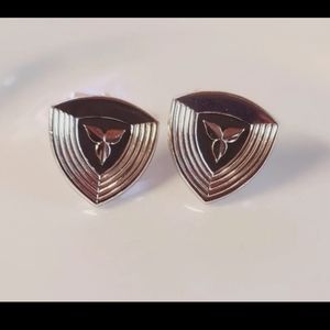 VINTAGE SWANK SILVERTONE & BLACK CHEVRON CUFFLINKS 4TH GEN OWNED EUC LIKE NEW!